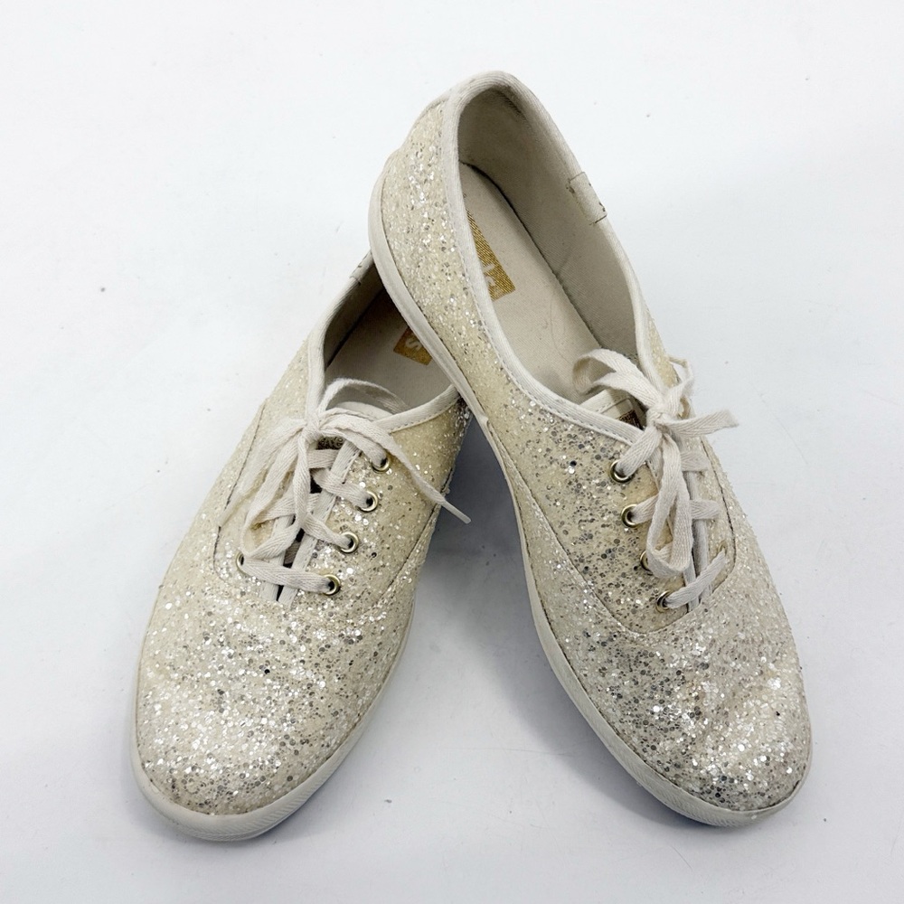 Keds Champion Glitter Celebrations Lace Up sneakers size 7.5 Cream Gold